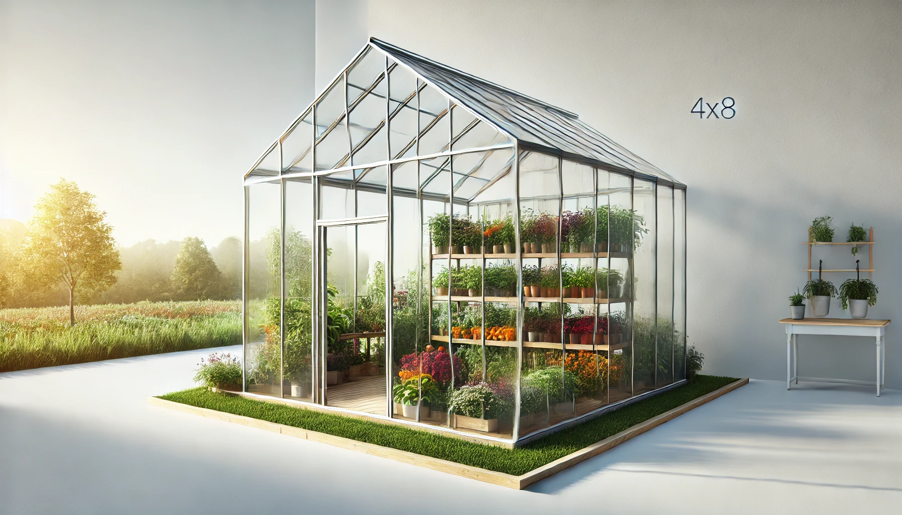 greenhouse made of 4x8 transparent acrylic panels