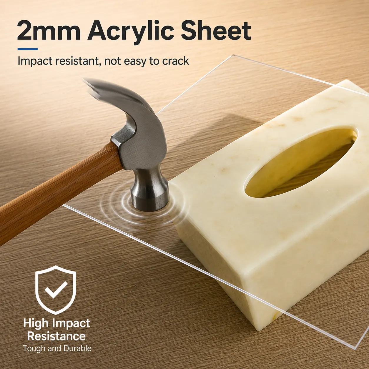 2mm acrylic sheet impact resistance test with hammer