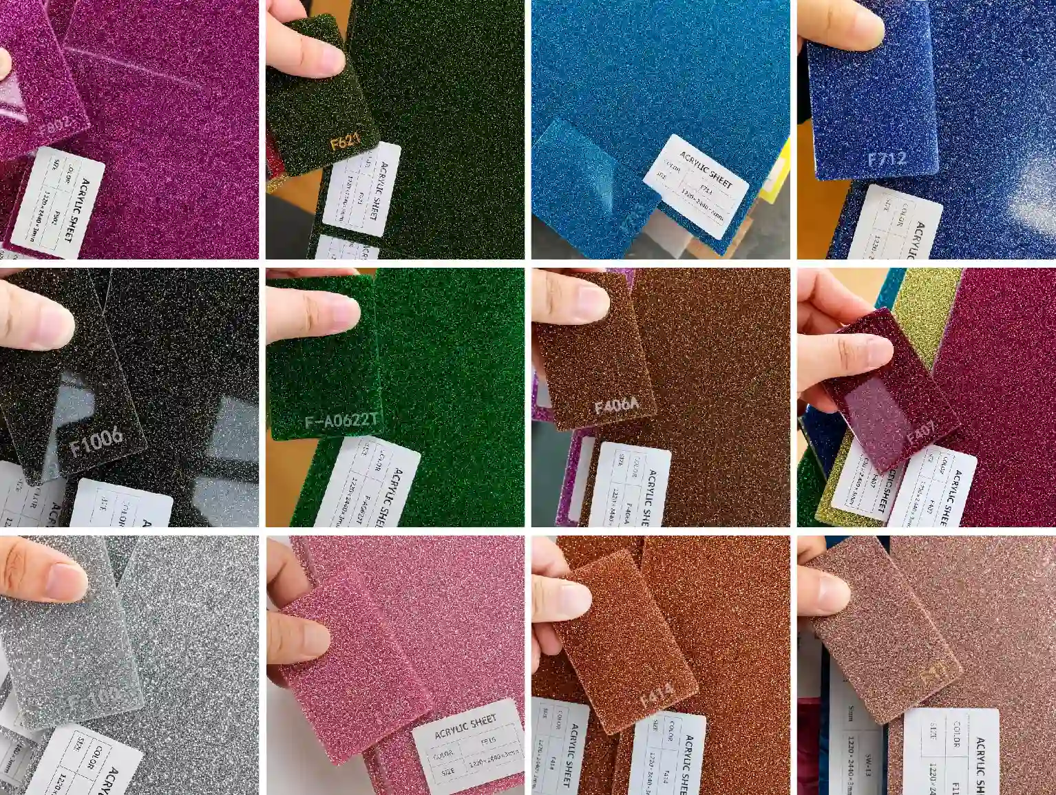 Custom Glitter Acrylic Sheet Samples
