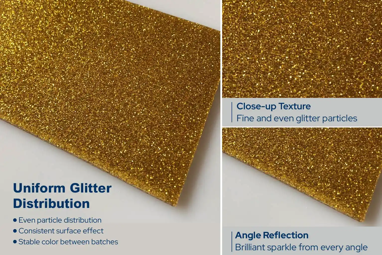 Gold Glitter Acrylic Sheet Close-Up