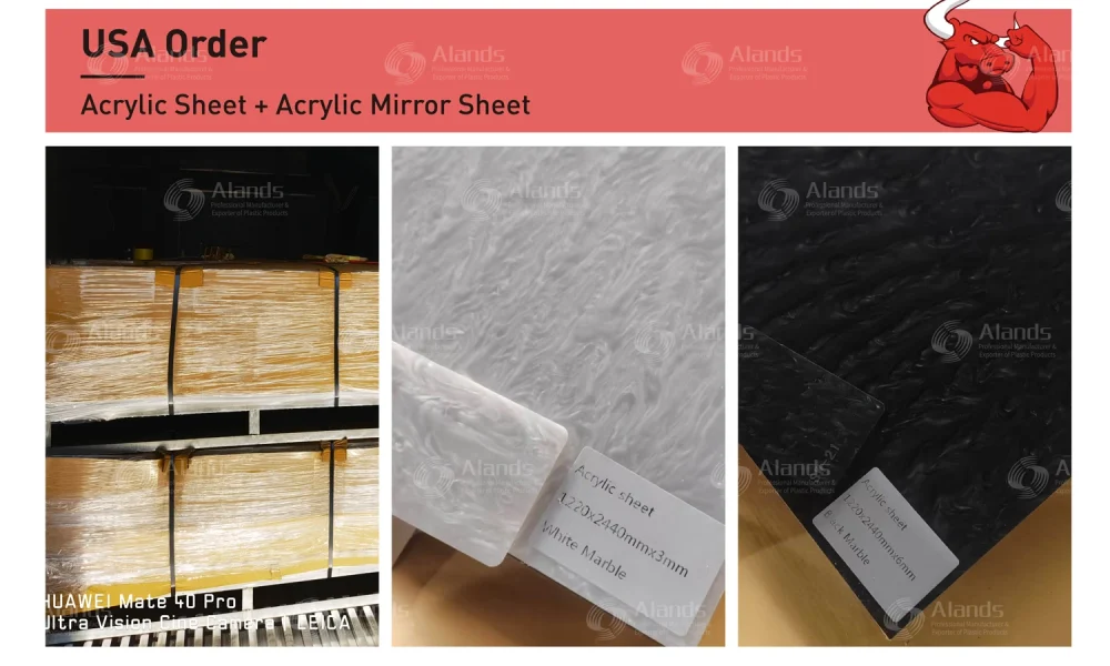 Acrylic Mirror & Marble Sheets enviados para os EUA
