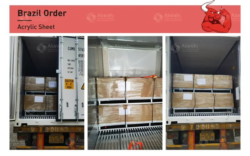 Proyecto de exportación de contenedores llenos de láminas acrílicas de Brasil