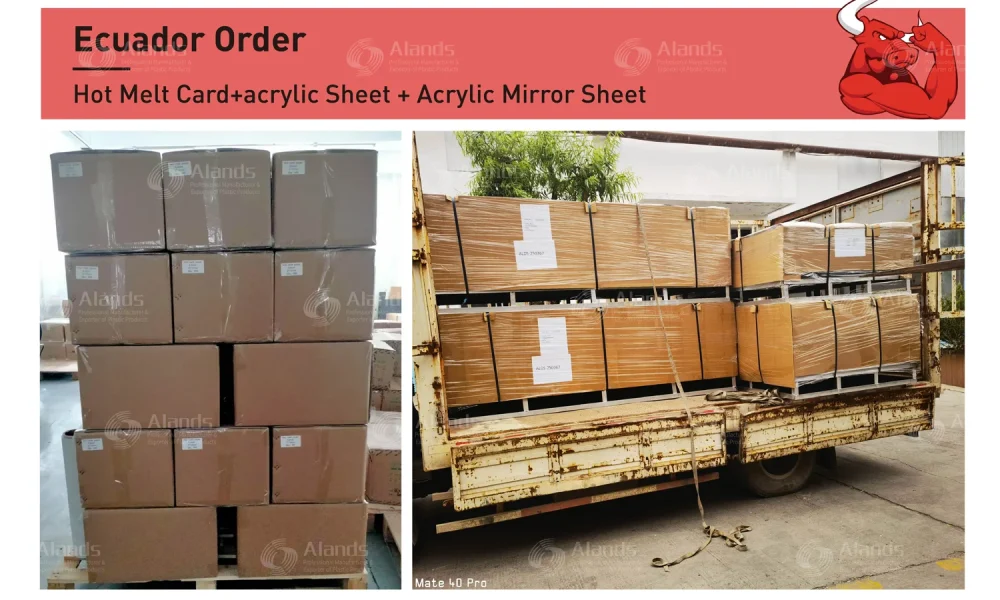 Ecuador Shipment of Acrylic & Mirror Acrylic Sheets (Embarque no Equador de chapas acrílicas e acrílicas espelhadas)