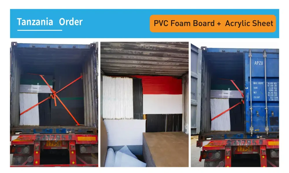 Envio de placas de espuma de PVC e chapas de acrílico para a Tanzânia